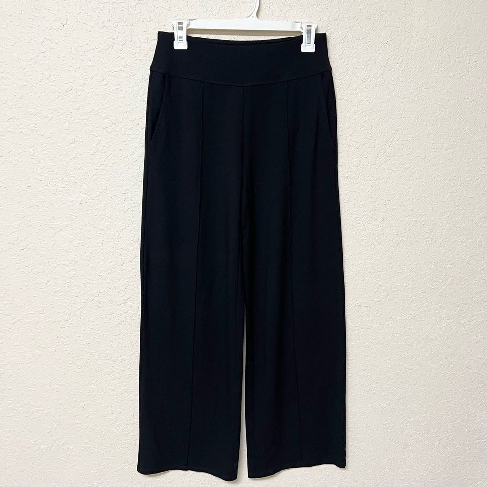 J. Jill Wearever Collection Seamed Full Wide Leg Pants Black Pockets Size XS